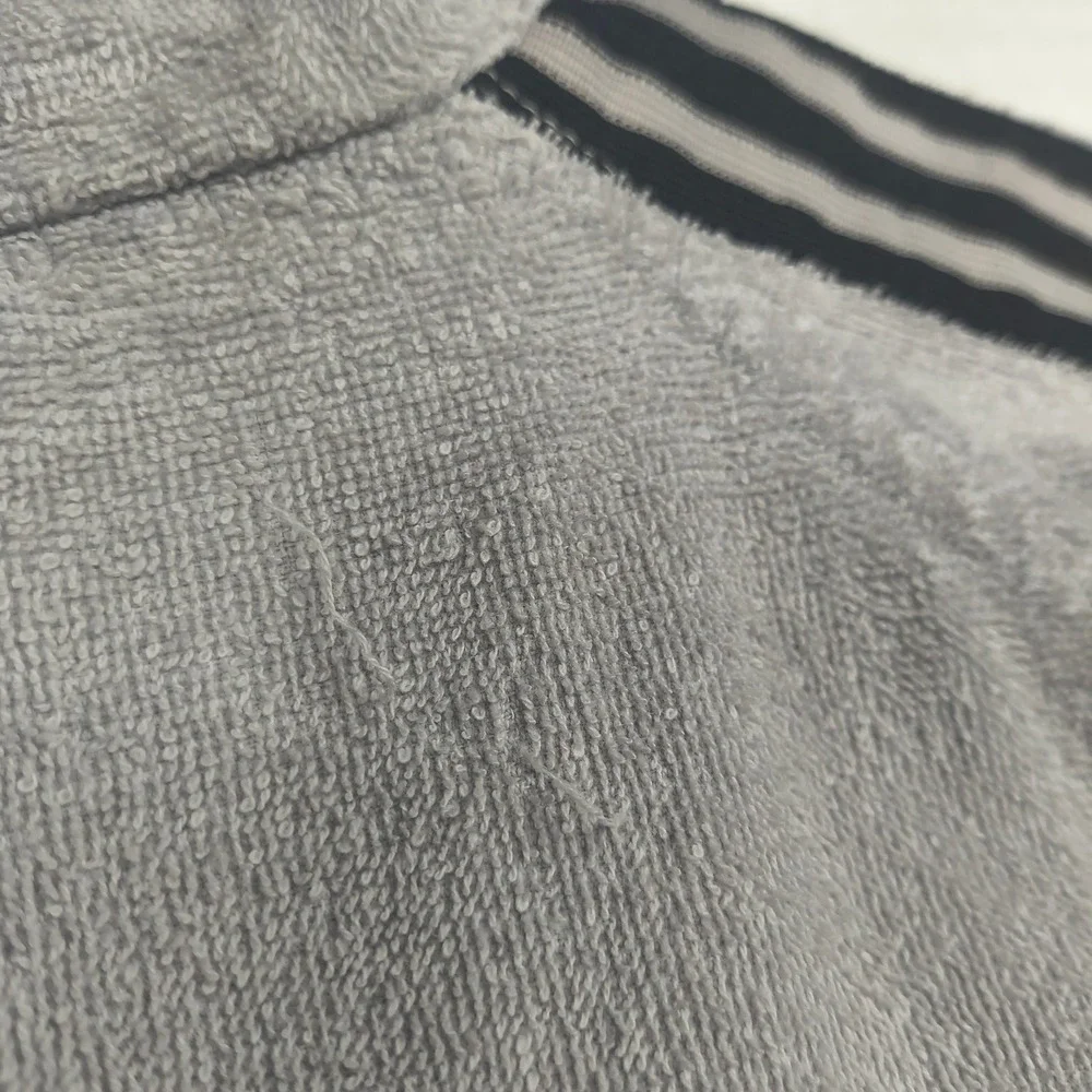 Adidas Mens Terrycloth Sleeveless Full Zip Hoodie Gray 3-Stripes Vest Size L